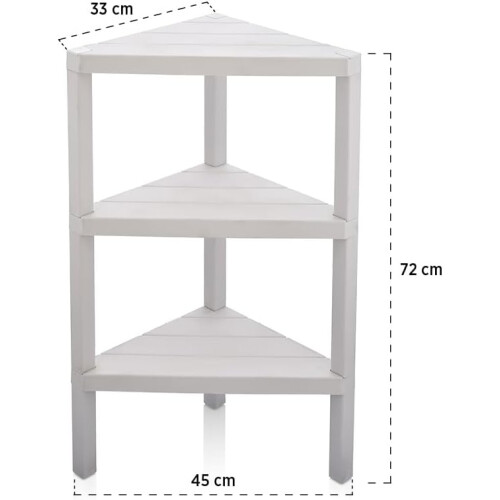 (3 Tier White) Triangle Corner Shelf  Space-Saving  Shelving Unit 2