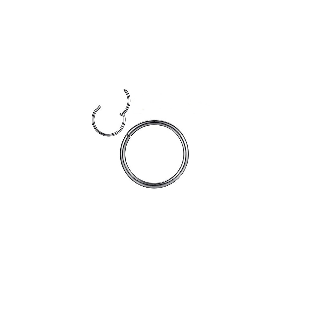 (Black, 10 mm) Nose Ring Septum Ring Nose Piercing Lip Ring Surgical Steel Clicker Nose Hoop