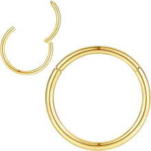 (Gold, 8 mm) Nose Ring Septum Ring Nose Piercing Lip Ring Surgical Steel Clicker Nose Hoop