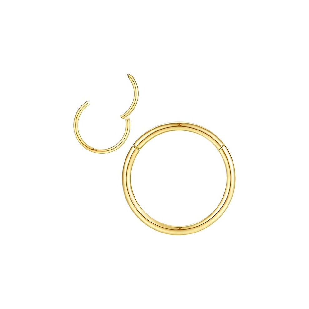 (Gold, 8 mm) Nose Ring Septum Ring Nose Piercing Lip Ring Surgical Steel Clicker Nose Hoop