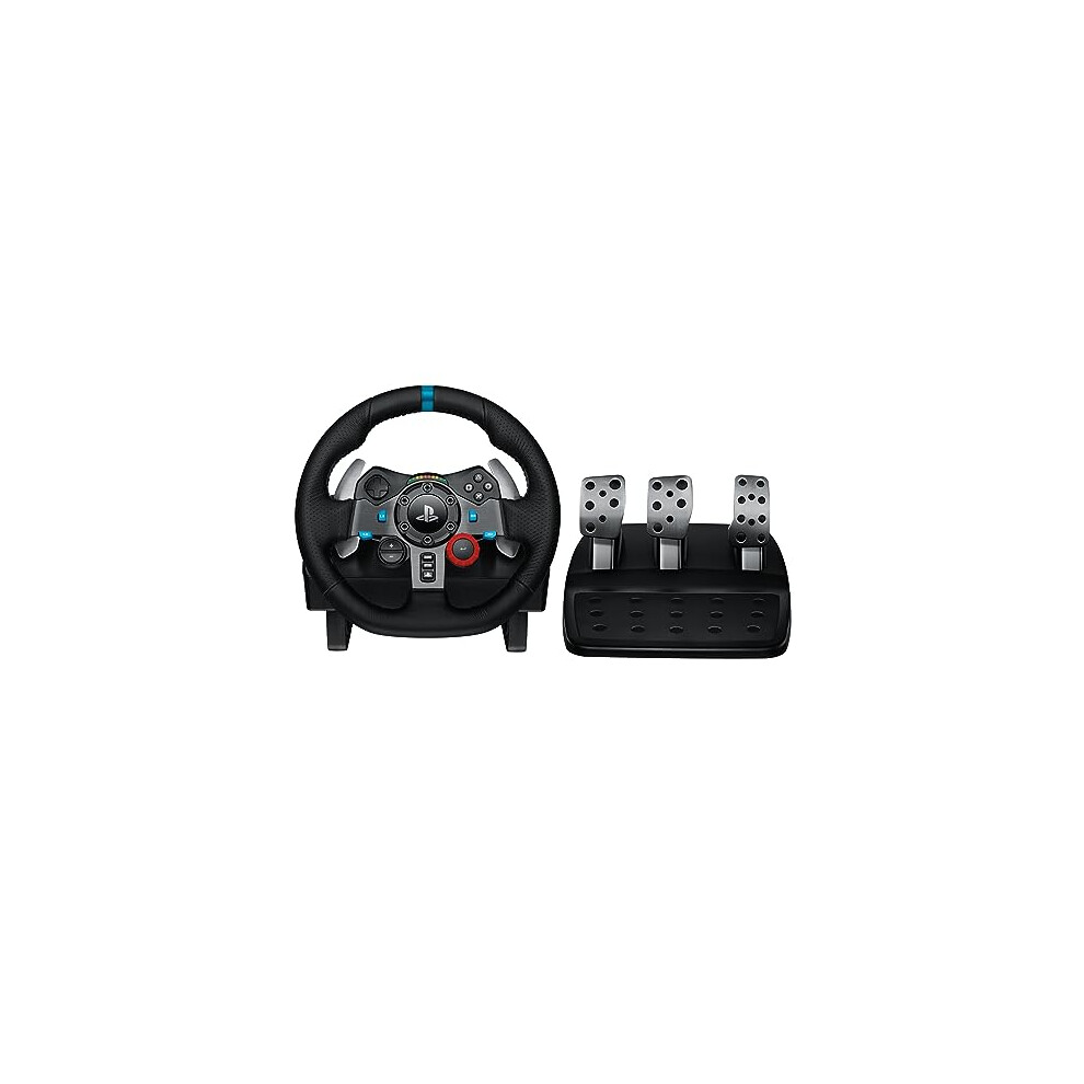 Logitech G29 Driving Force Racing Wheel And Floor Pedals, Real Force Feedback, Stainless Steel Paddle Shifters, Leather Steering Wheel Cover Black