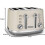 (Cream) 4-Slice Toaster, High-Gloss Geometric Design, Defrosting and Warming, Variable Width Slots, Removable Crumb Tray, Cream 12