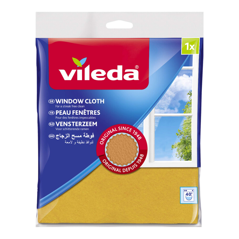 Vileda Window & Glass Cleaning Cloth Streak Free Shine 30% Microfibre