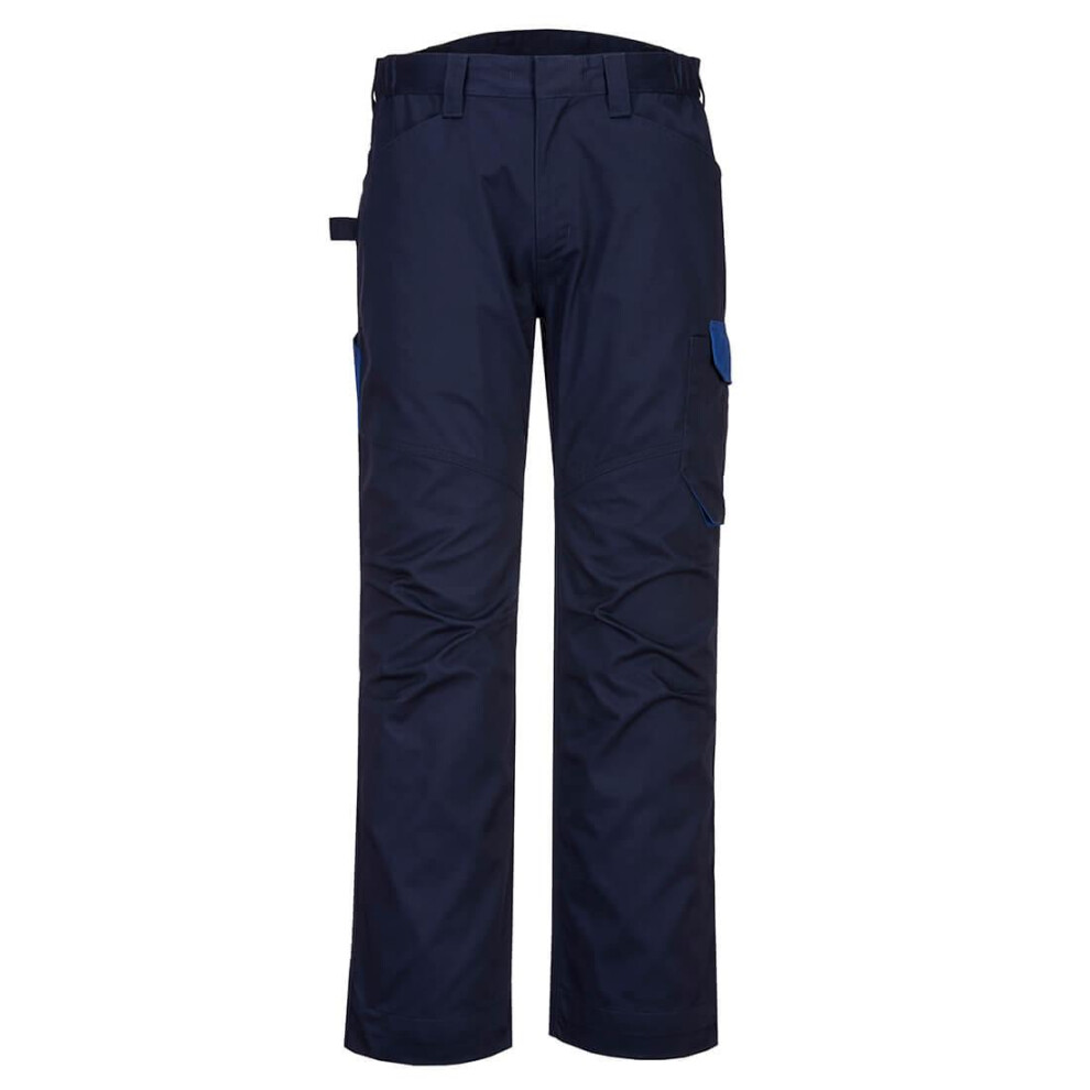 (30R, Navy Blue/Royal Blue) Portwest Mens PW2 Work Trousers