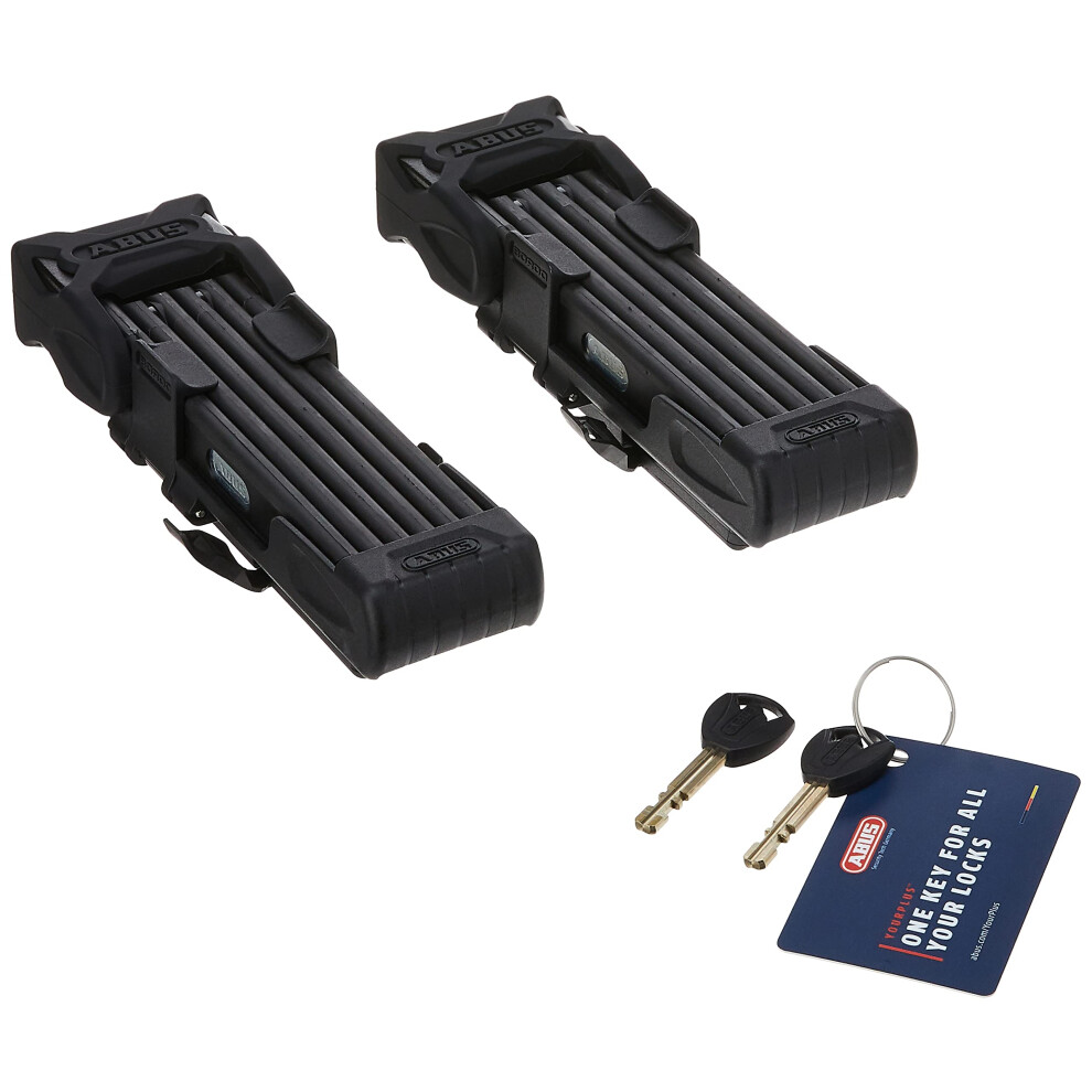 ABUS Bordo 6000 Folding Lock - Set of 2 with Bracket - Hardened Steel Bicycle Lock - Keyed Alike - ABUS Security Level 10 - 90 cm - Black