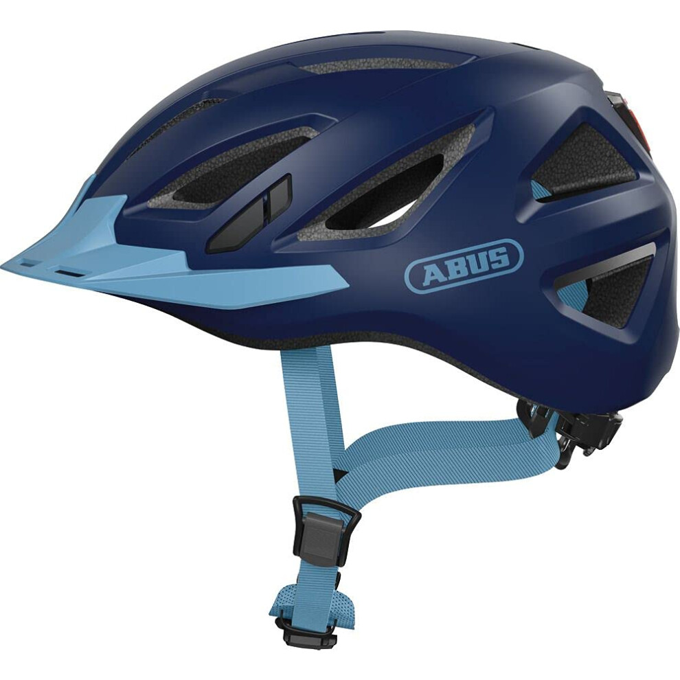 ABUS Urban-I 3.0 City Helmet - Modern Bicycle Helmet with Tail Light for City Traffic - for Women and Men - Blue, Size M