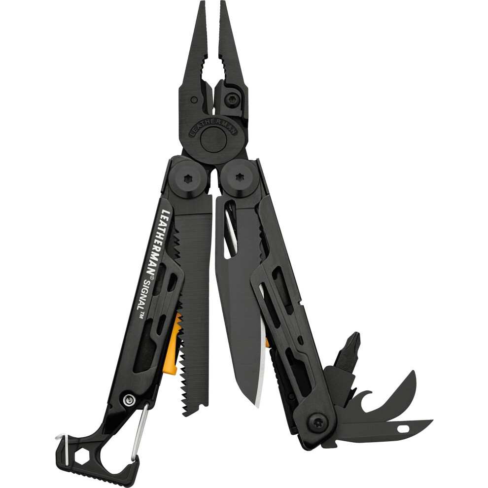 Leatherman Signal Multi-Tool with 19 Built-In Tools with All-Locking Features, Multipurpose DIY and Camping Tool, Black with Nylon Holster