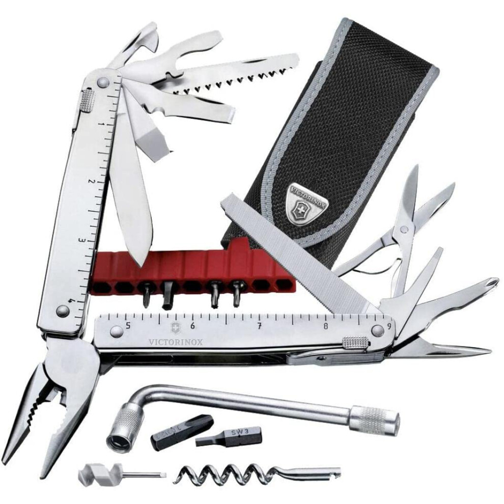 Victorinox Swiss Tool X Plus Swiss Army Knife, Large, Multi Tool, 37 Functions, Locking Blade, Case, Silver