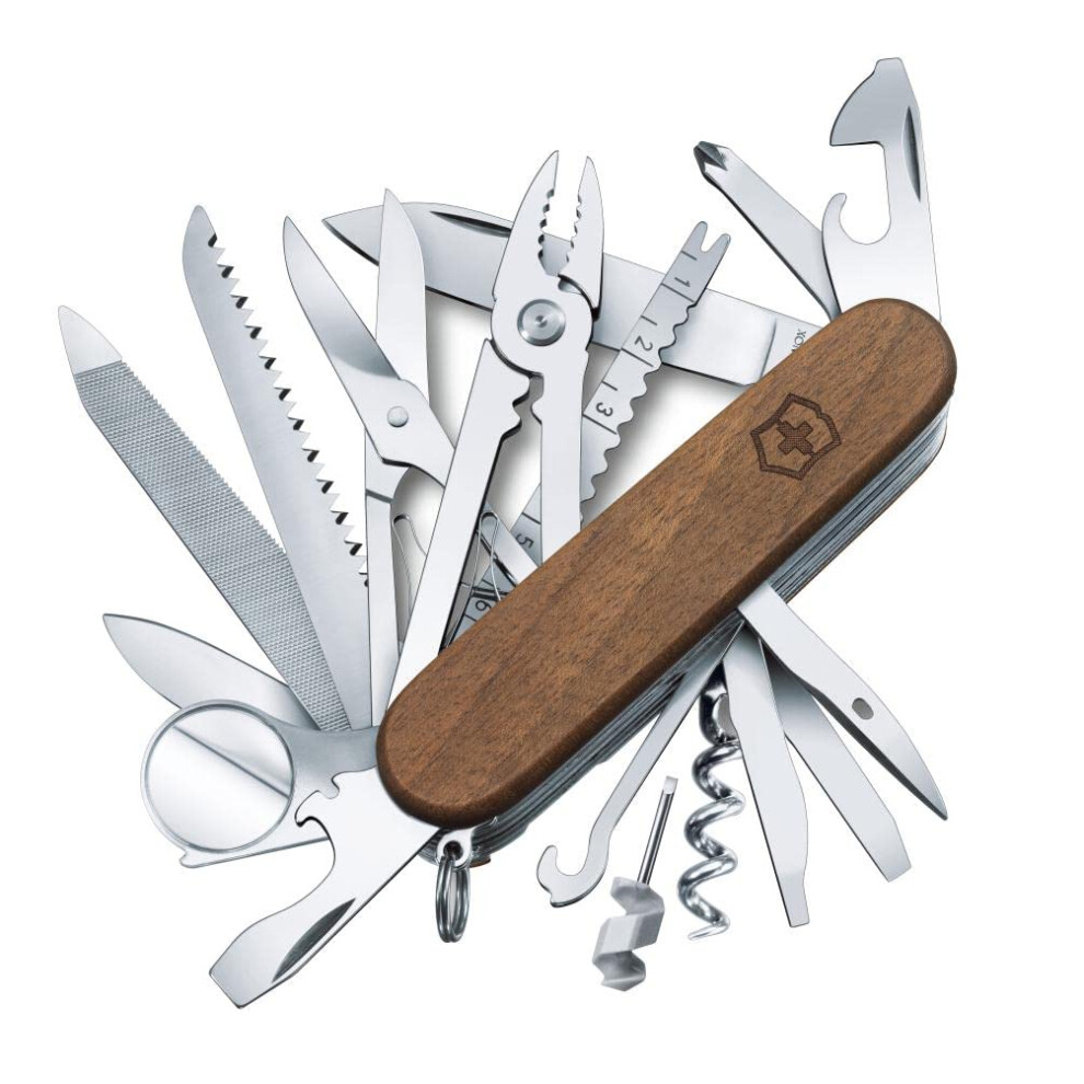 Victorinox Swiss Champ Wood Swiss Army Knife, Medium, Multi Tool, 29 Functions, Blade, Wood Saw, Wood