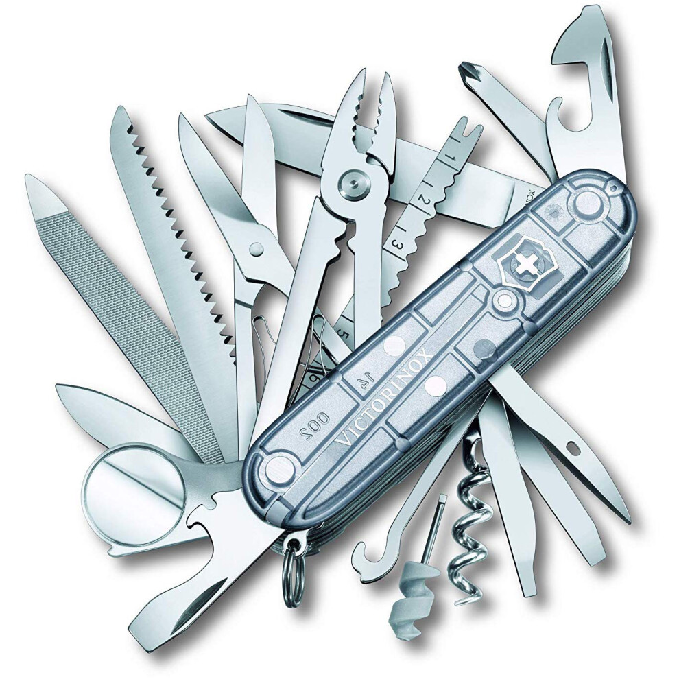 Victorinox Swiss Champ Swiss Army Knife, Medium, Multi Tool, 31 Functions, Blade, Scissors, Silvertech