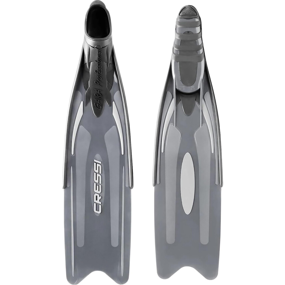 Cressi Men's Gara Professional LD Long Blade Fins, Silver, EU 44 45 - UK 10 11