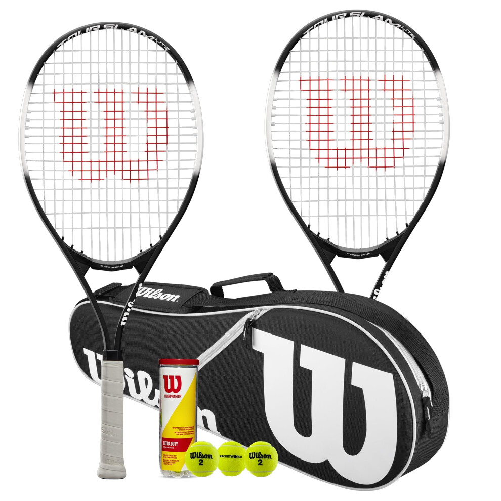 Wilson Matchpoint Tennis Racket Twin Set With Wilson Advantage Racket Bag and 3 Championship Tennis Balls