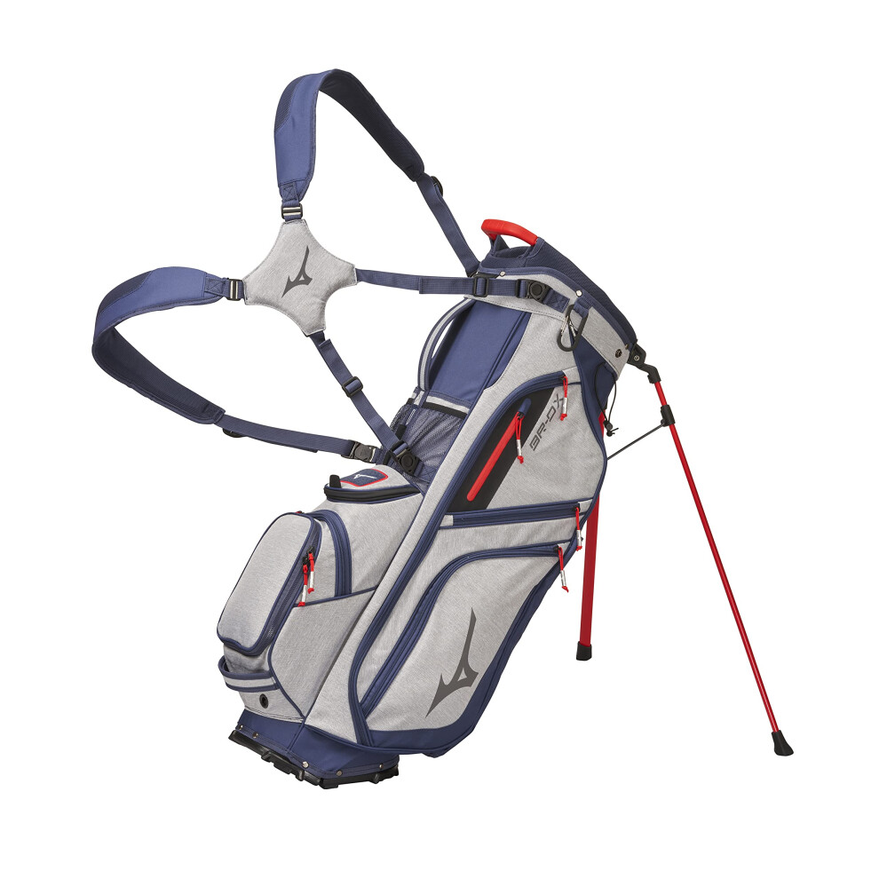 Mizuno BR-DX 14-Way Hybrid Stand Bag, Heathered Grey-Navy