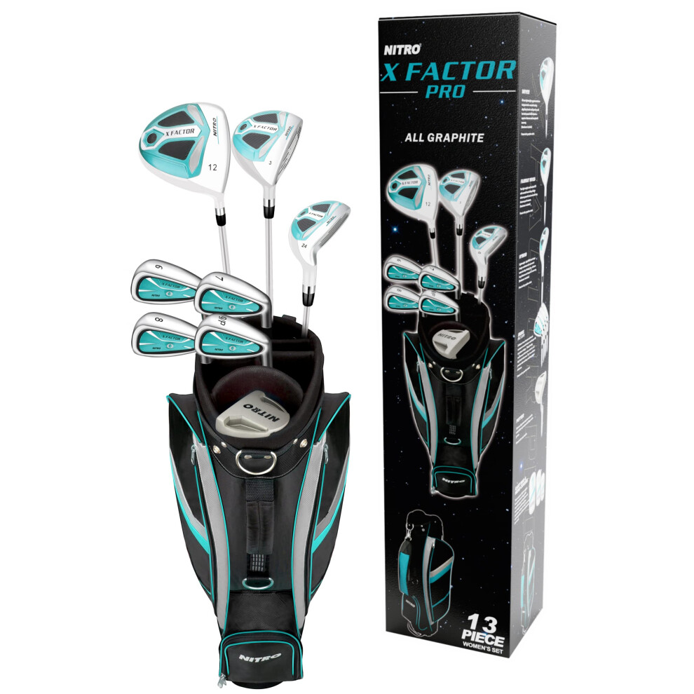 Nitro X Factor 13 Piece Golf Set All Graphite Ladies, Left Handed