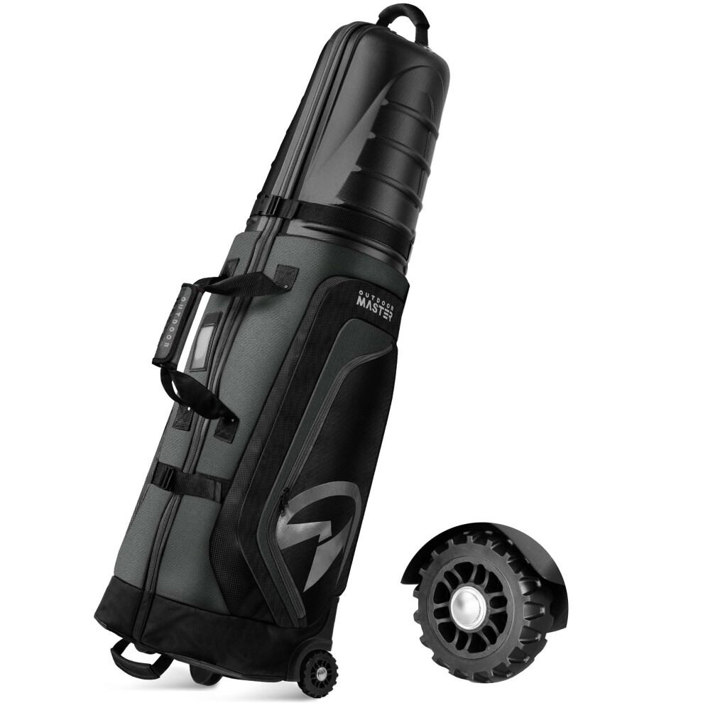 OutdoorMaster Golf Travel Bags for Airlines with Wheels and Hard Case Top, Protect Golf Clubs, Lightweight and Easy to Maneuver, Upgrade Version, Grey