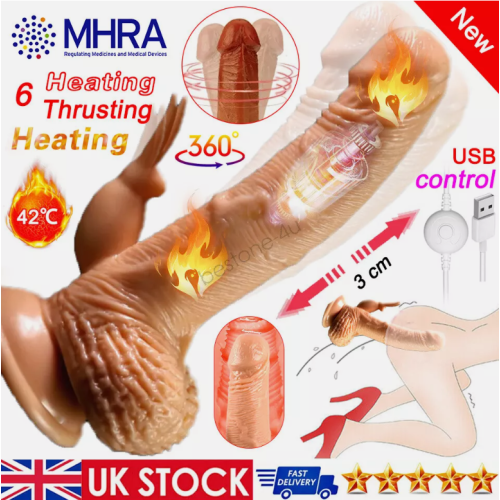 6 Function Heated Vibrator Realistic Thrusting Dildo G-Spot for Women 2