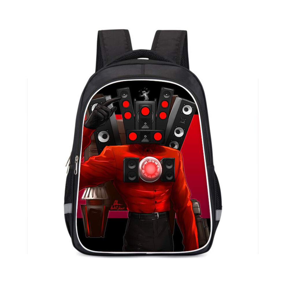 (24, Large) Skibidi Toilet Large School Backpack Double Compartment Trendy Polyester For Boys