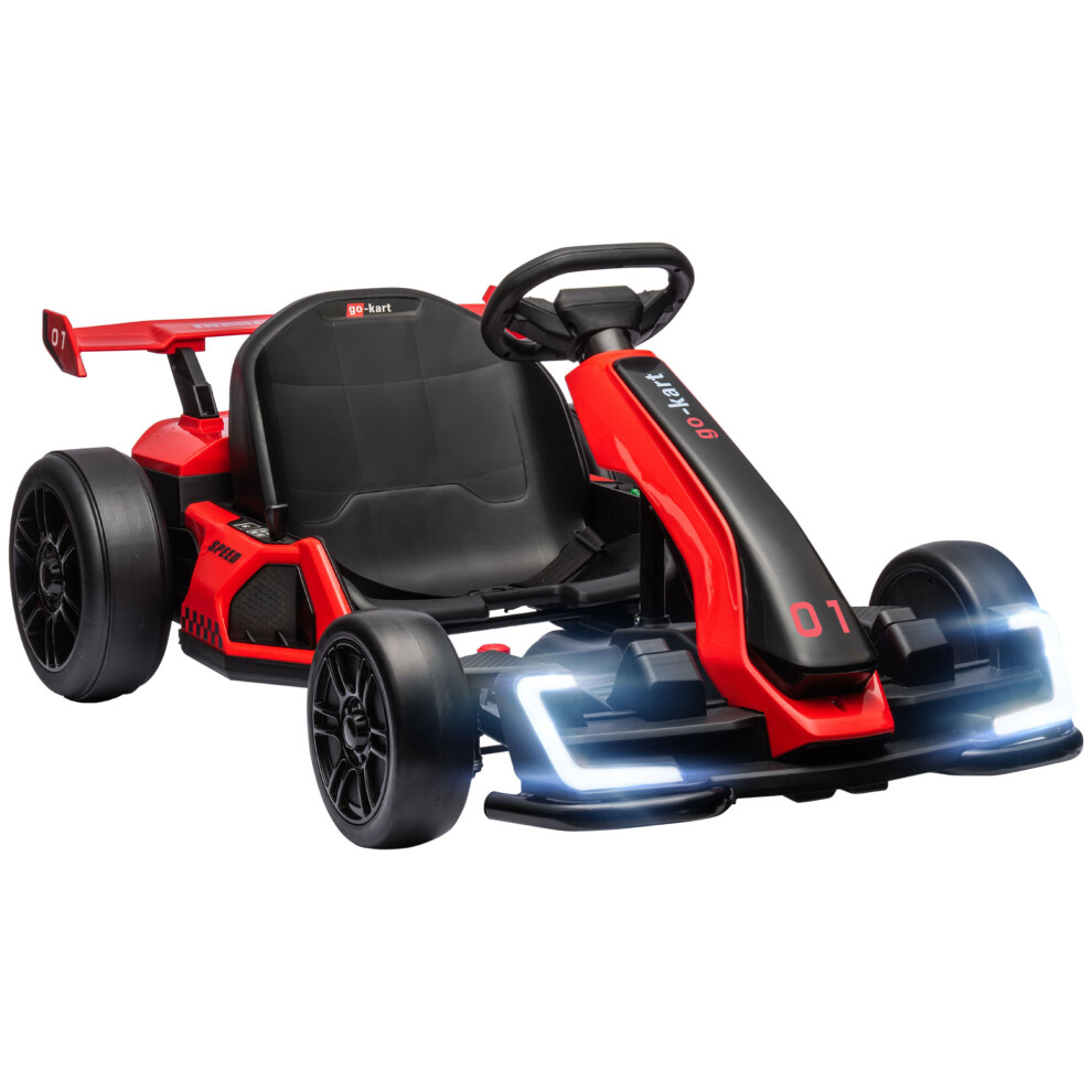 HOMCOM 24V Electric Go Kart For Kids With Adjustable Seat, Red