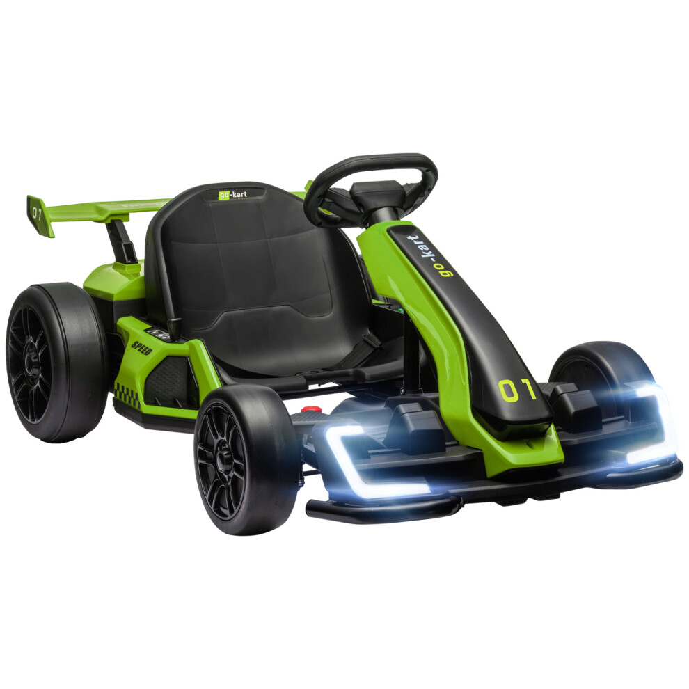 HOMCOM 24V Electric Go Kart for Kids with Adjustable Seat, Green