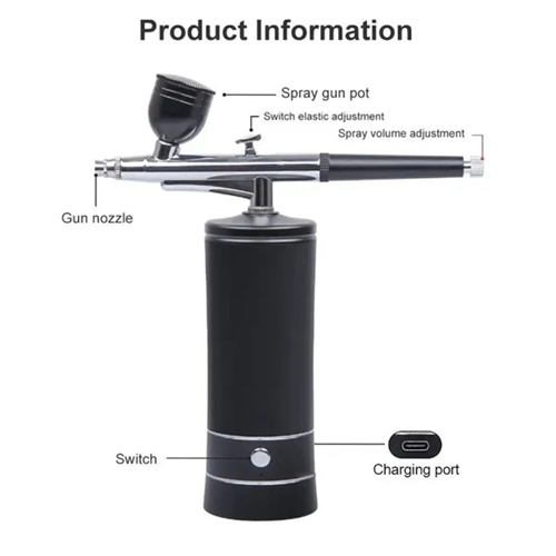 Portable Airbrush Nails Art Painting Compressor Black 2