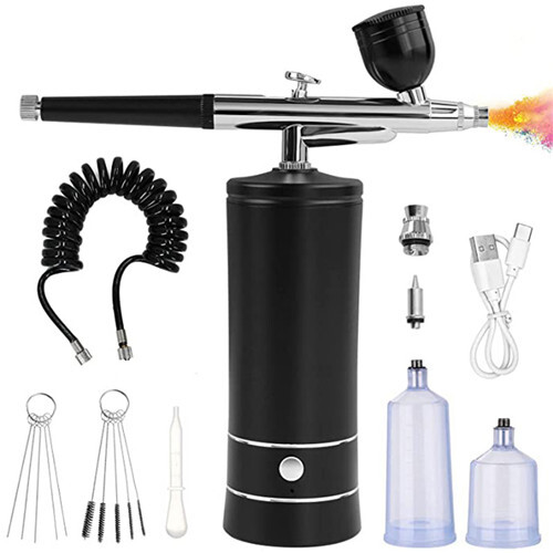 Portable Airbrush Nails Art Painting Compressor Black