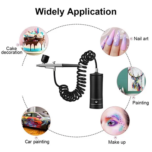Portable Airbrush Nails Art Painting Compressor Black 1
