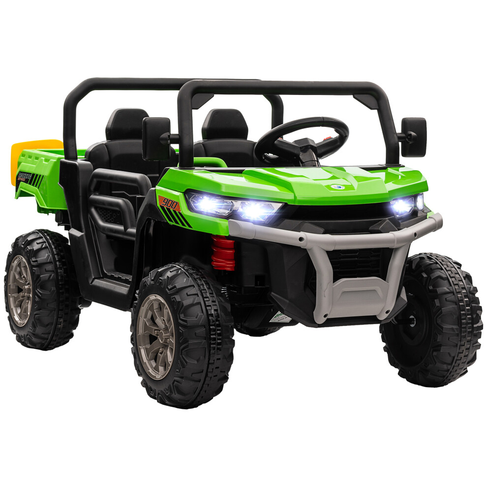 HOMCOM 12V Two-Seater Kids Electric Ride-On Car w/ Electric Bucket - Green