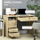Homcom HOMCOM Computer Desk Writing Desk with Five Drawers for Home Office Oak 3