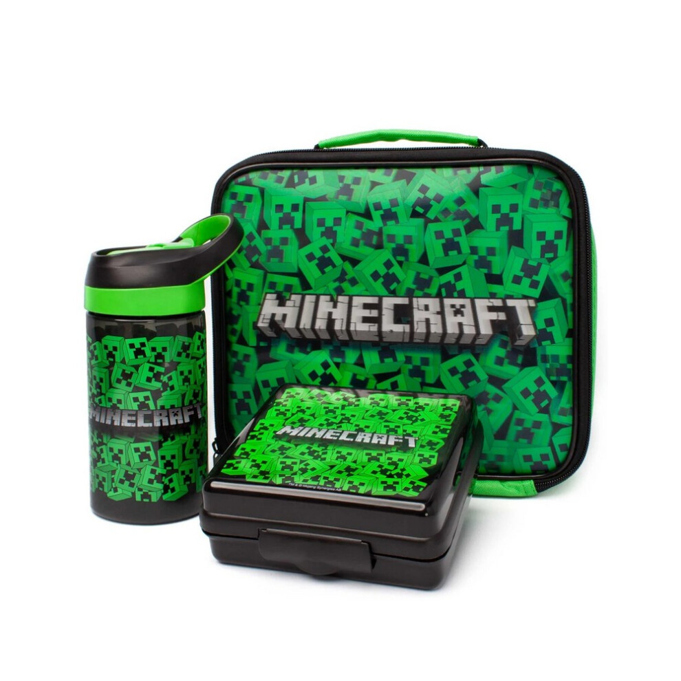 Minecraft Lenticular Creeper Lunch Bag Set Green