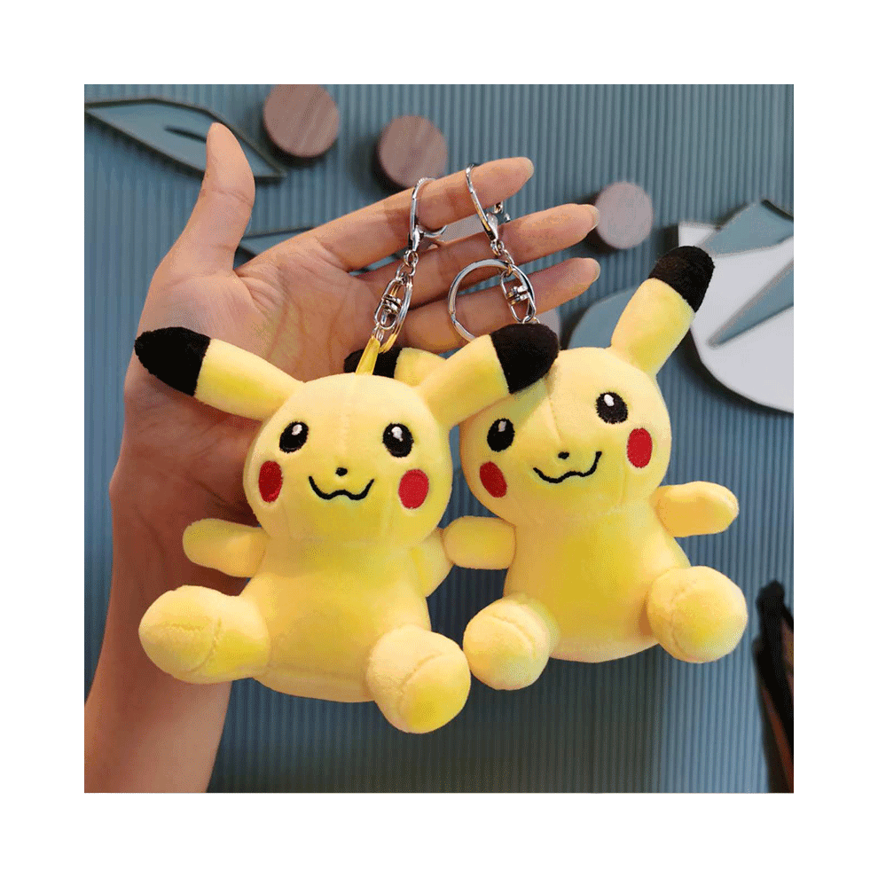 Dinamr Pikachu Doll Plush Keychain Adorable Cartoon Animal Cute Gift Toy Yellow