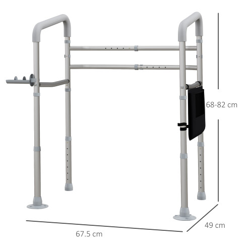 Homcom HOMCOM Adjustable Toilet Safety Frame with Additional Rubber Tips Storage 1