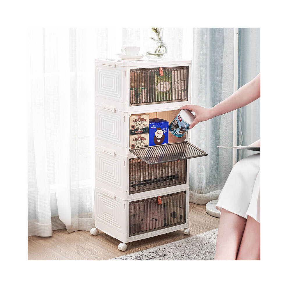 4-layer Thicken Foldable Storage Box with Wheels Shoe Box Snack Box Home Organizer