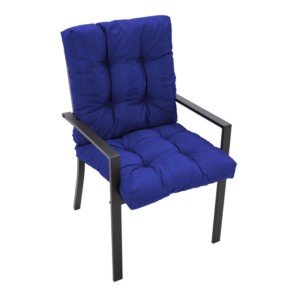 (Navy Blue) Outdoor Thickened Chair Cushion Two Fold Seat Cushions Cushion Pads