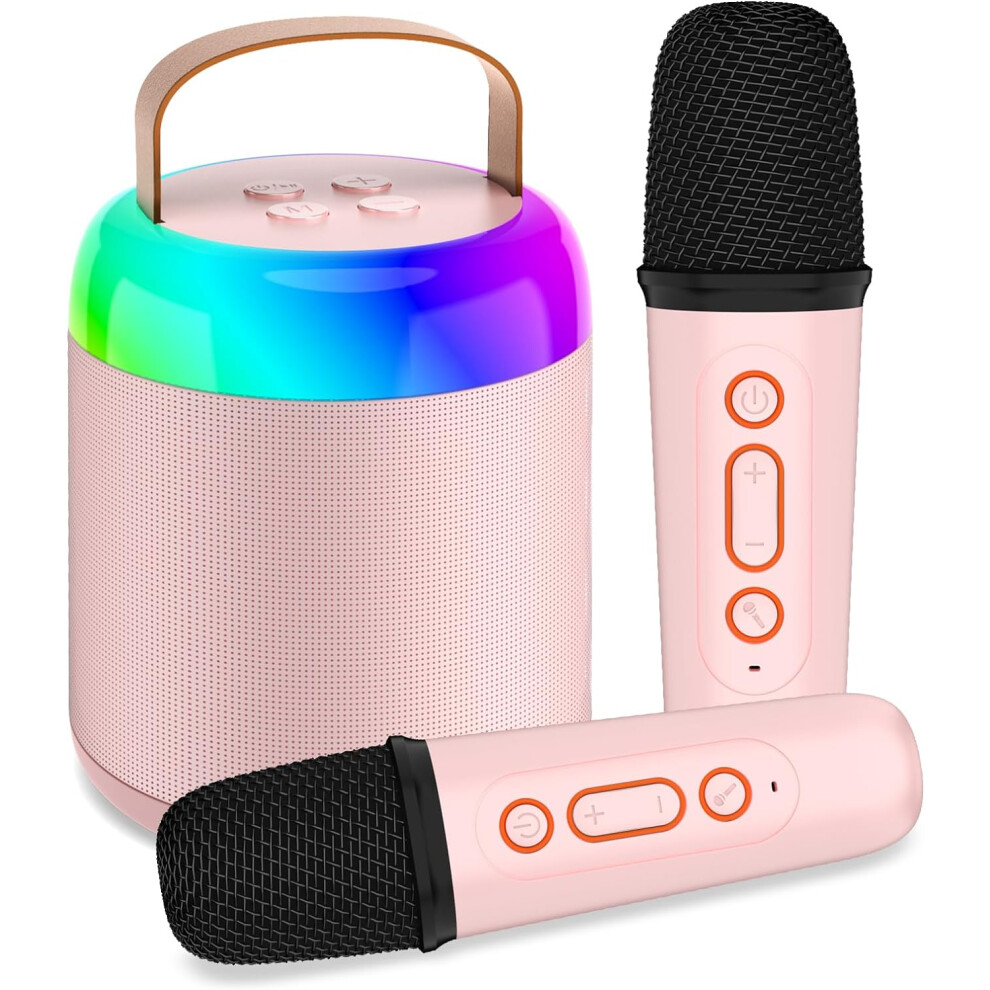 Tipao Karaoke Machine for Kids with 2 Microphones Kids Karaoke Machines for Girls with LED Party LightsGirls Toys Birthday Gifts for Kid (Pink 2 Mic)