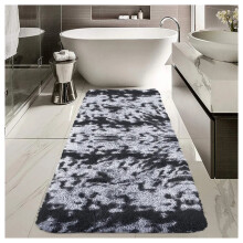 (60 cm x 110 cm or (2 ft x 3 ft 7 in)- Large Door Mats/ Large Bath Mats, Black Grey) Shaggy Black Grey Rugs Door Mats Bath Bathroom Mat
