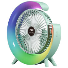 (Green) USB Desk Fan 3 Speeds with Colorful Light Personal Fan 180 Degree Rotatable Desktop Fan for Home Office Bedroom Dorm Summer Gift