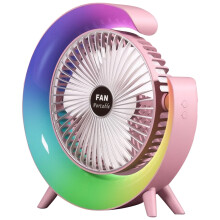 (Pink) USB Desk Fan 3 Speeds with Colorful Light Personal Fan 180 Degree Rotatable Desktop Fan for Home Office Bedroom Dorm Summer Gift