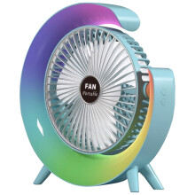 (Blue) USB Desk Fan 3 Speeds with Colorful Light Personal Fan 180 Degree Rotatable Desktop Fan for Home Office Bedroom Dorm Summer Gift