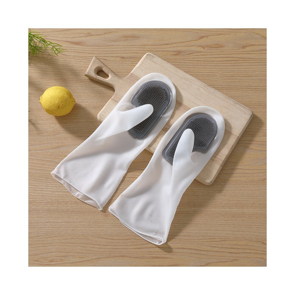 (6) 32CM Multifunctional Magic Brush Dishwashing Glove Rubber Kitchen Housework Cleaning Silicone Waterproof Gloves-image-OPC-PF7RX25-NEW