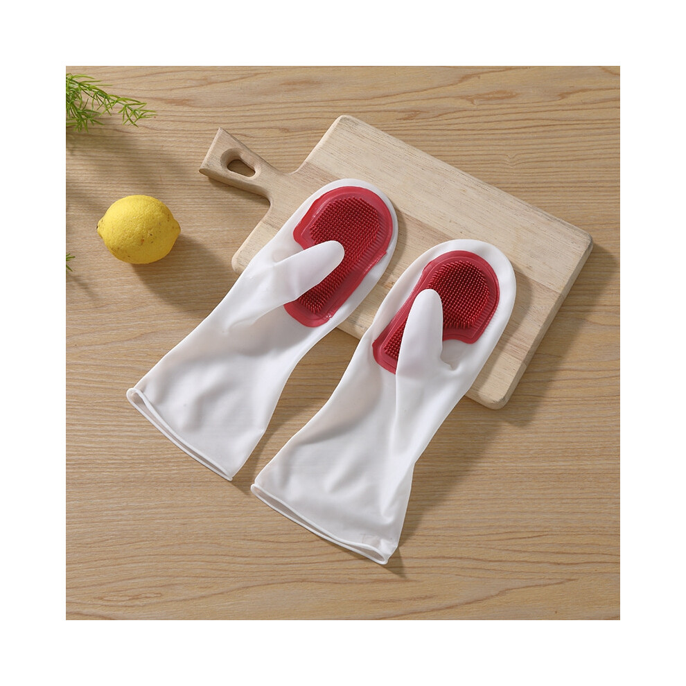 (5) 32CM Multifunctional Magic Brush Dishwashing Glove Rubber Kitchen Housework Cleaning Silicone Waterproof Gloves-image-OPC-PF7RX6G-NEW