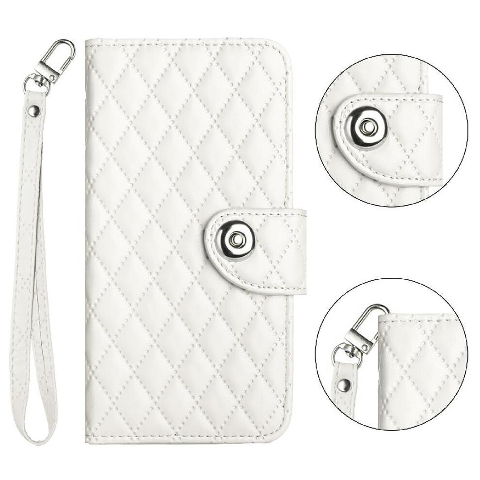 (White) Case for Nokia Hmd Pulse Pro Wallet Cover Wrist Strip Card Holder Shockproof Stylish Protective