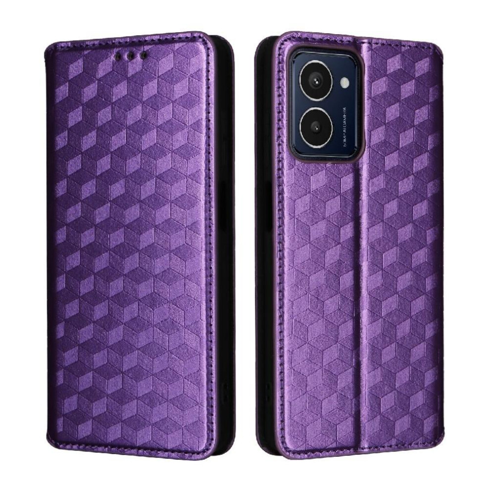 (Purple) Flip Case for Hmd Pulse Pro Magnetic Closure Wallet Card Slots Holder 3d Pattern Pu Leather