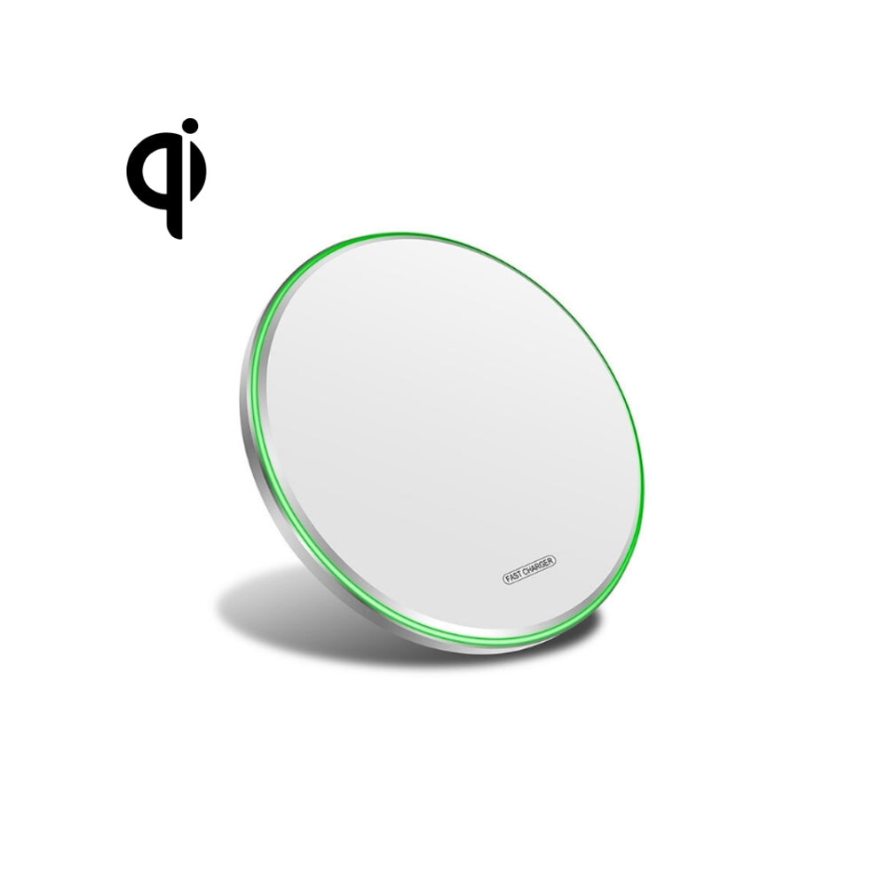 15W Metal Round Wireless Charger Smart Fast Charge(Mirror ) White 7438823444757