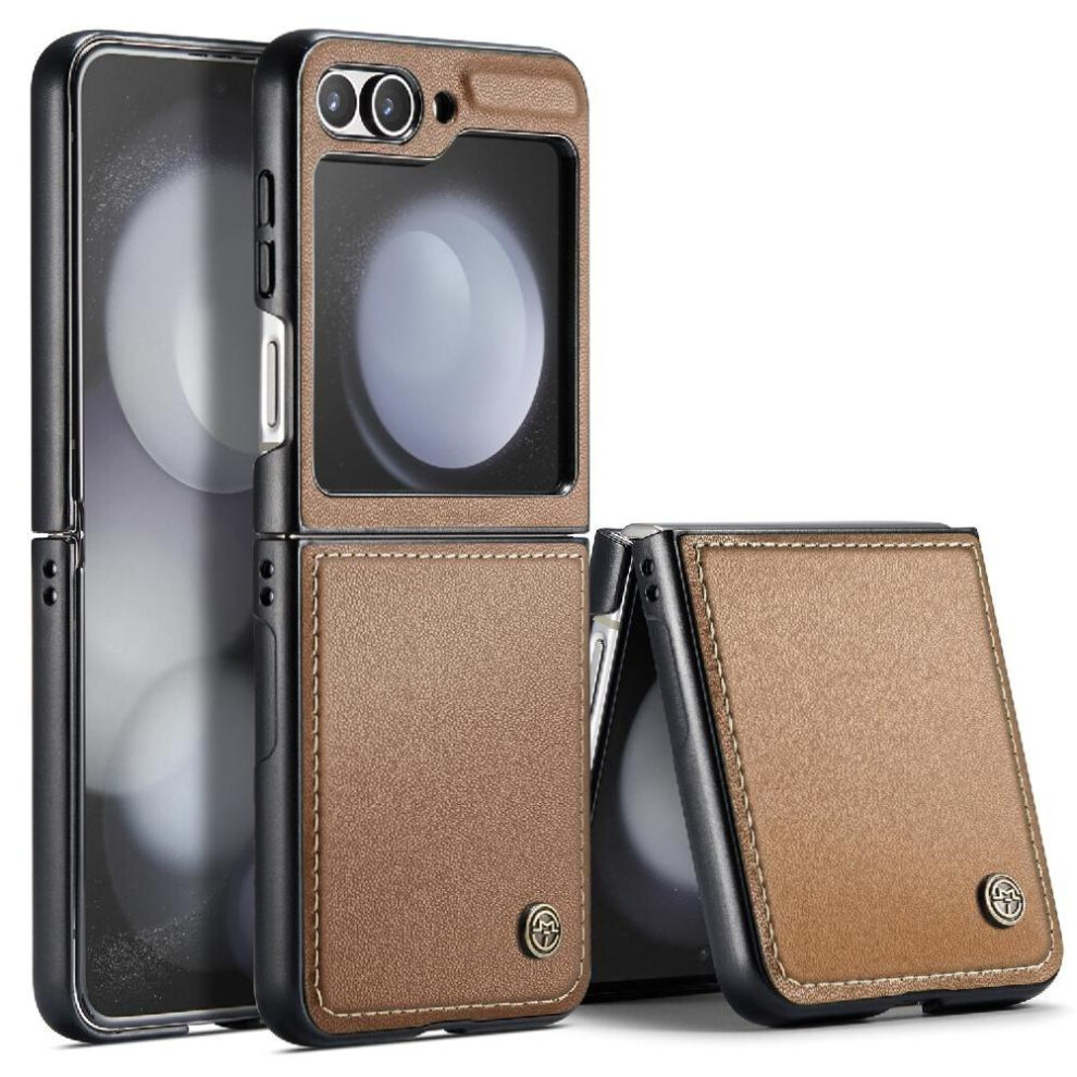 (Brown) Caseme Case For Samsung Galaxy Z Flip 6 5G Shockproof Case Kickstand Card Slot Anti Fraud Wallet Case Brown 764762779085