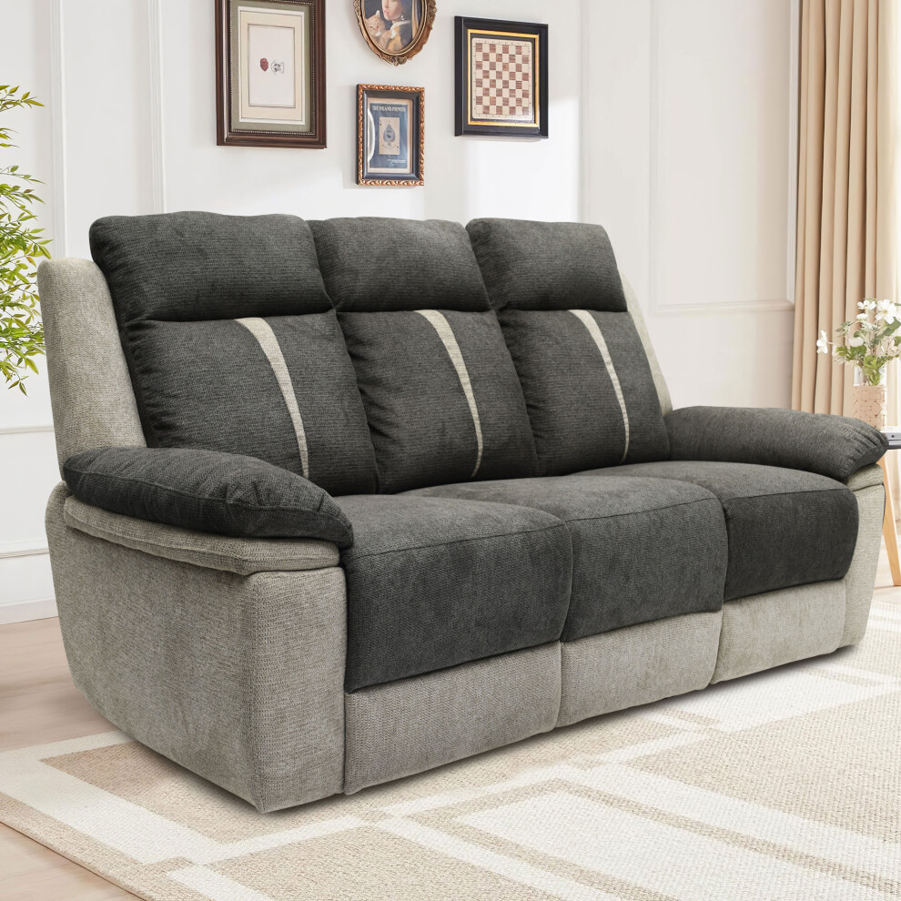 (Sofa Set= 3 Seater Sofa And 2 Seater Sofa) Fabric Manual Recliner 3 Seater Sofa, 2 Seater Sofa, Chair Grey