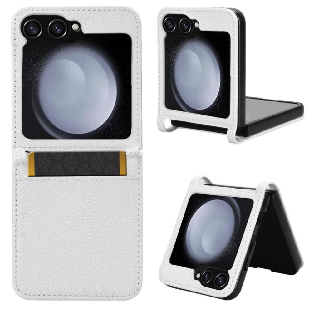 (White) Case For Samsung Galaxy Z Flip 6 Kickstand Magnetic Wallet Card Holder Cover White 764762779276