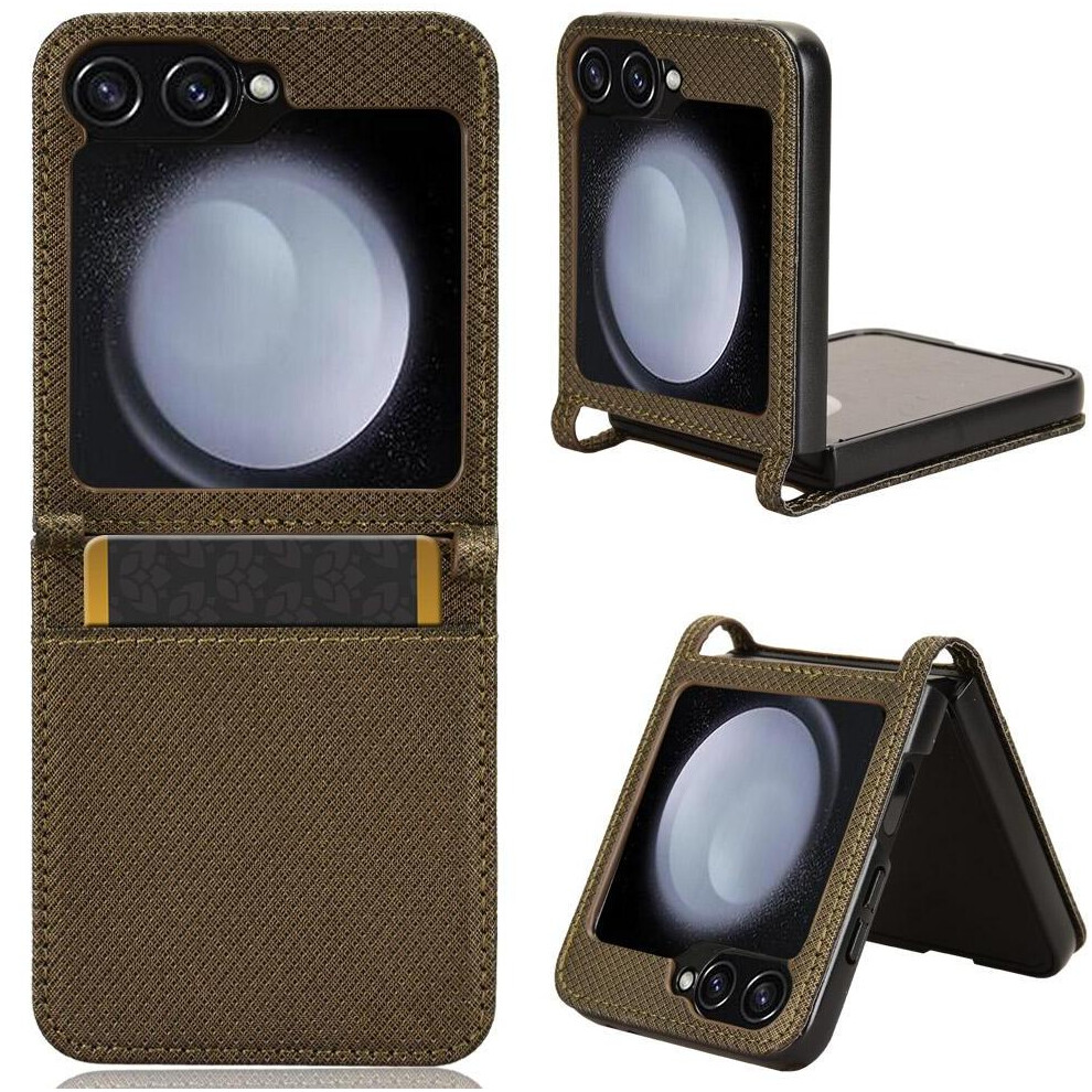 (Brown) Case For Samsung Galaxy Z Flip 6 Kickstand Magnetic Wallet Card Holder Cover Brown 764762779283