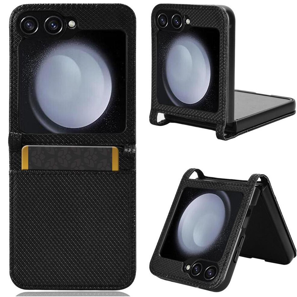 (Black) Case For Samsung Galaxy Z Flip 6 Kickstand Magnetic Wallet Card Holder Cover Black 764762779290