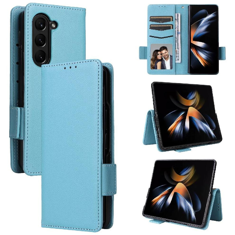 Photos - Case  Flip  for Samsung Galaxy Z Fold 6 Magnetic Pu Leather Wallet Side Buckle Card Slots Holder(Light blue)