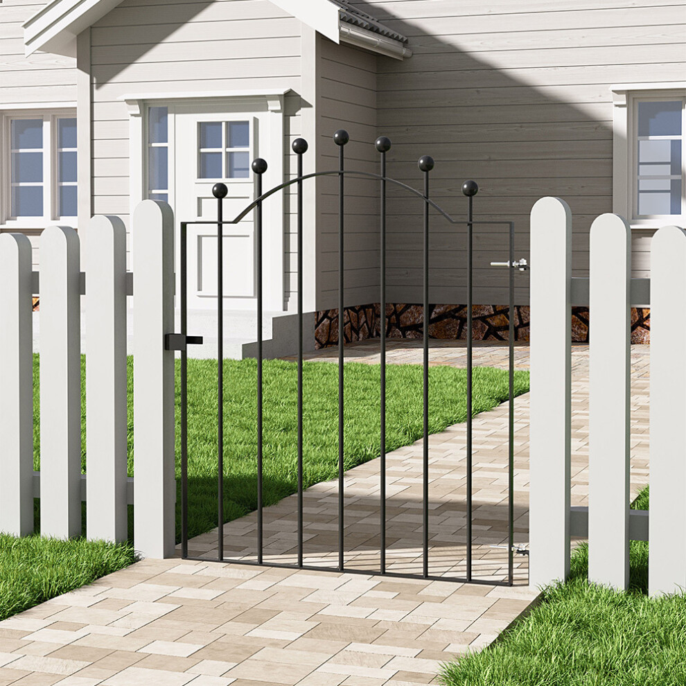 3ft Black Modern Metal Outdoor Garden Swing Gate Fence Gate 86 x 103cm